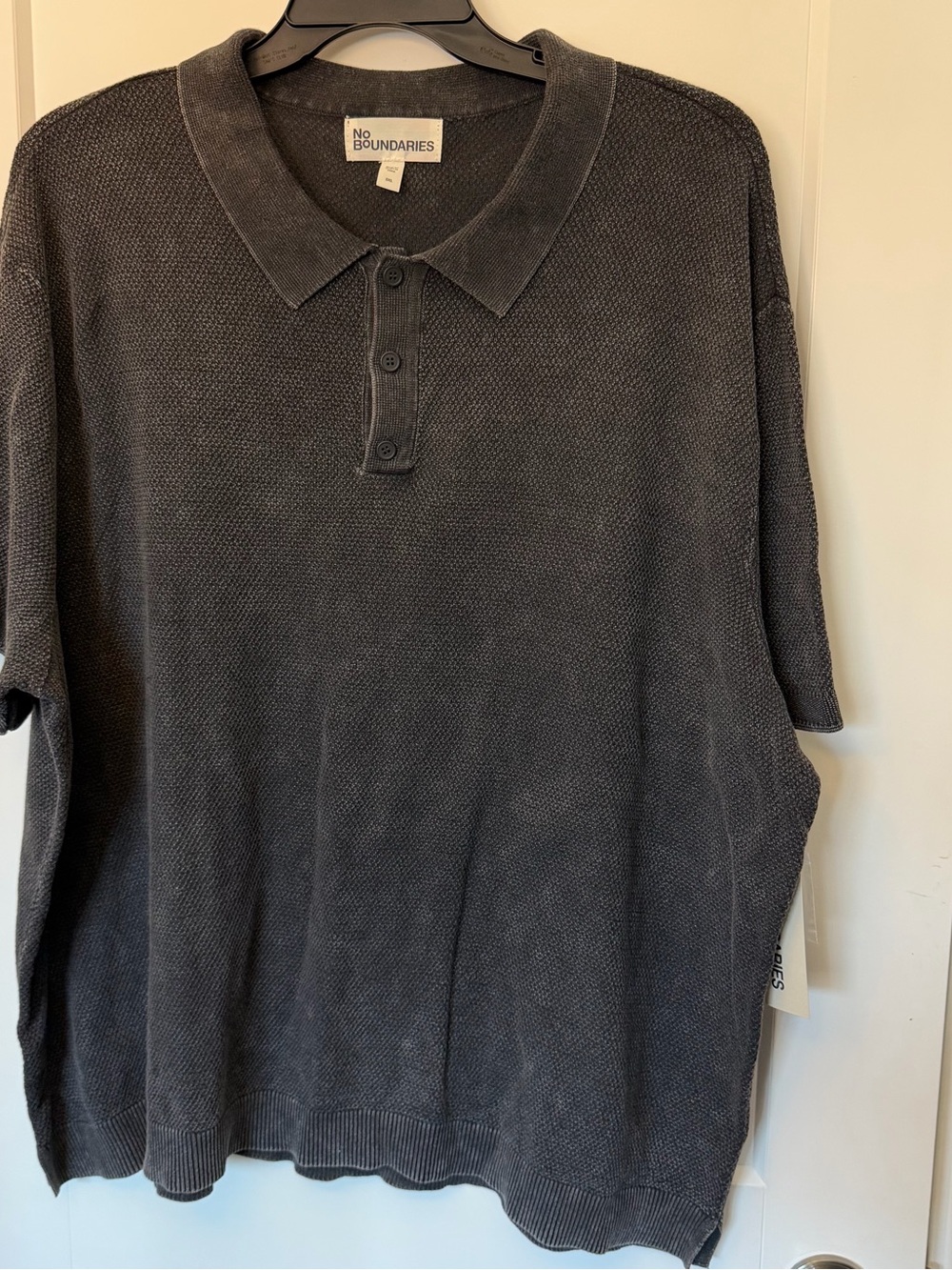 3XL No Boundaries Men's Charcoal Knit Polo Shirt